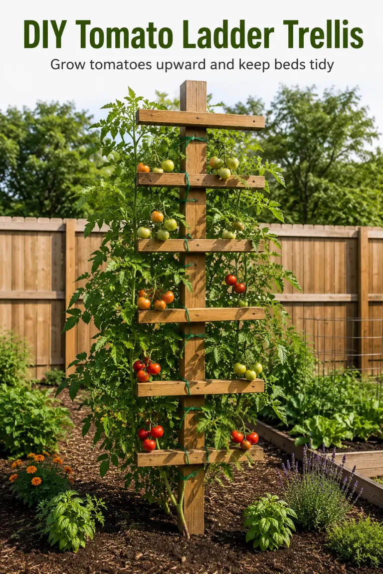 DIY Vertical Tomato Ladder Trellis for a Neater, More Productive Garden Bed